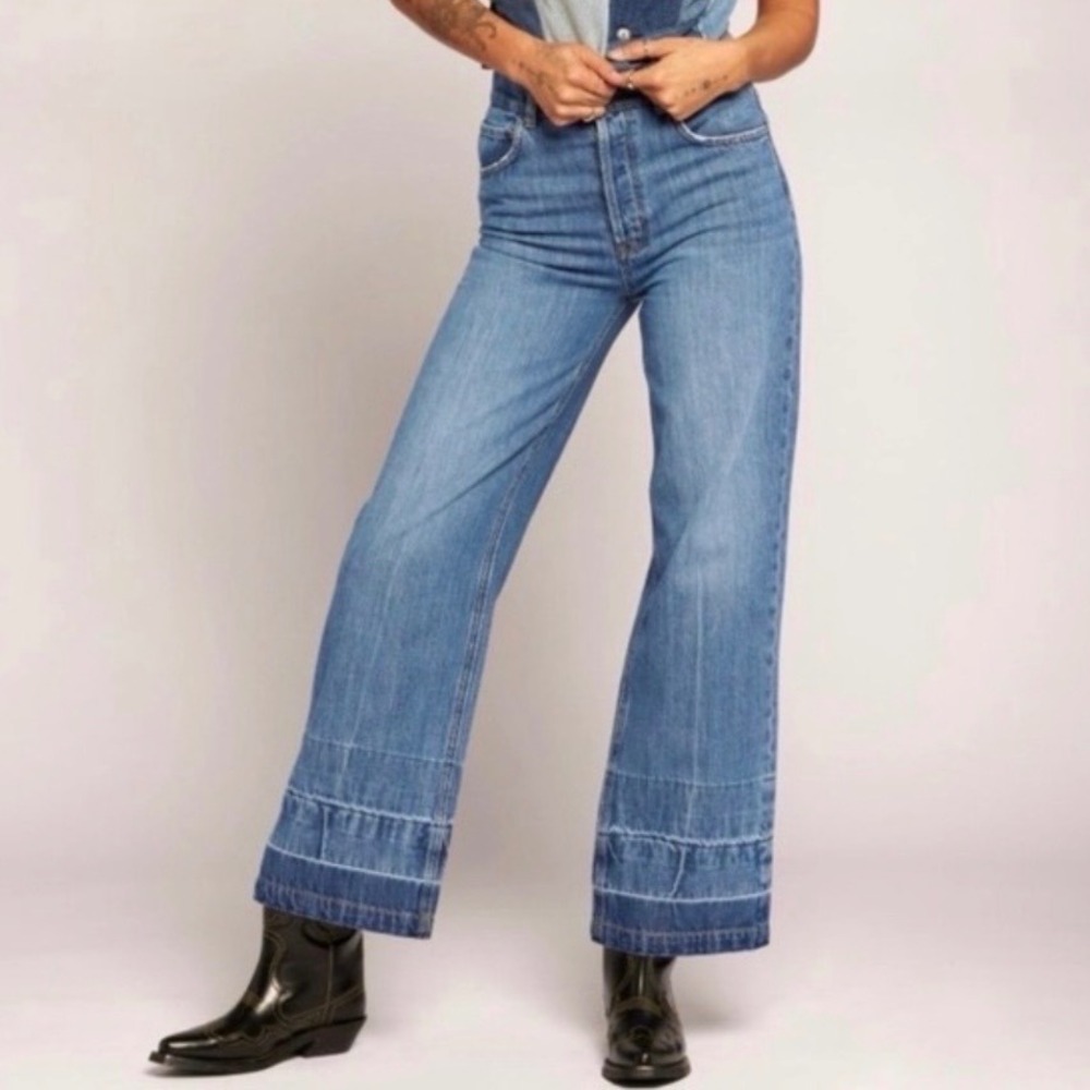 Current Elliott The Navigator Jeans in Doheny 28 Wide Leg Released Hem High Rise
